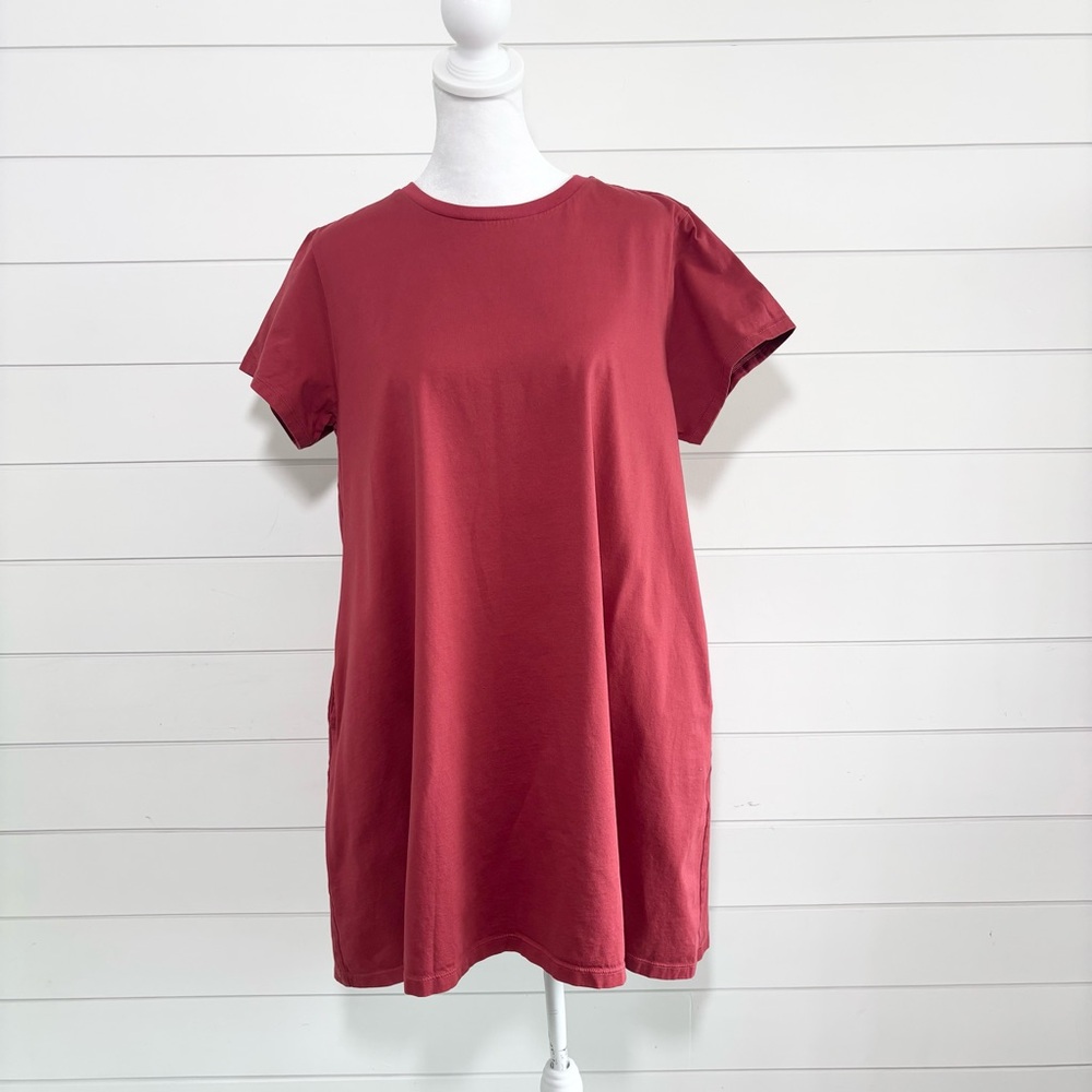 Uniqlo Short Sleeve Tunic Cotton Dress‎ With pockets  - Brick Red size L